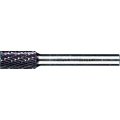 PFERD - SB-3, 3/8" Cut Diam, 1/4" Shank Diam, Carbide Double Cut Cylinder with End Cut Burr - Exact Tooling