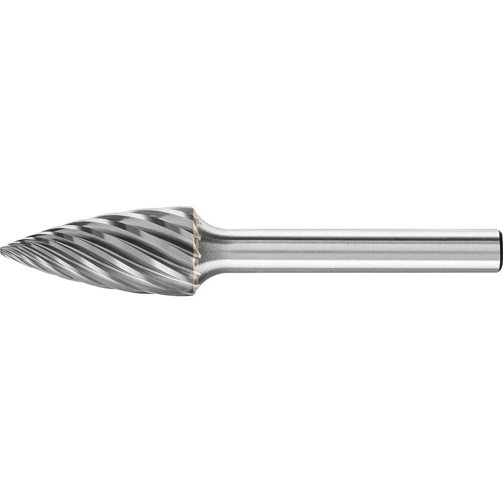 PFERD - SG-5, 1/2" Cut Diam, 1/4" Shank Diam, Carbide Inox Cut Tree with Pointed End Burr - Exact Tooling