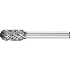 PFERD - SC-3, 3/8" Cut Diam, 1/4" Shank Diam, Carbide End Cut Diamond Cut Cylinder with Radius End Burr - Exact Tooling