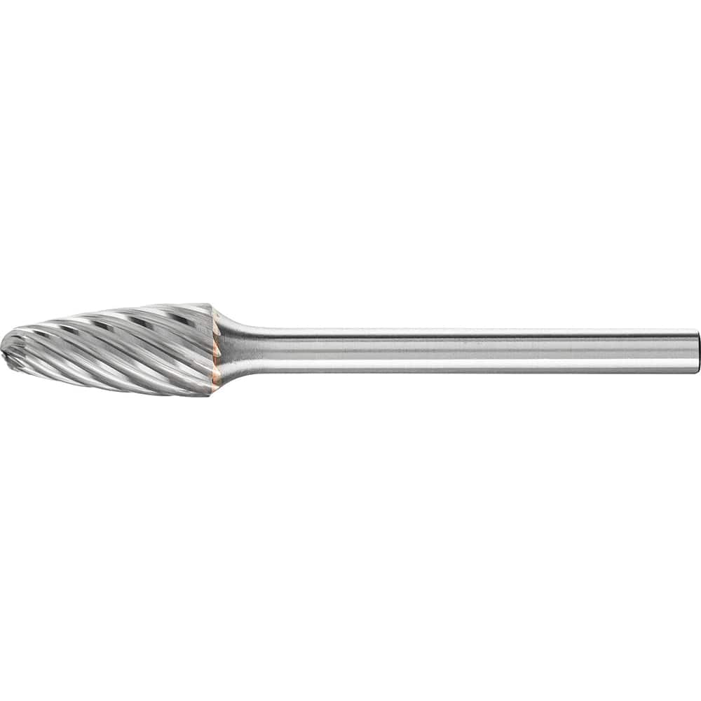 PFERD - SF-51, 1/4" Cut Diam, 1/8" Shank Diam, Carbide Inox Cut Tree with Radius End Burr - Exact Tooling