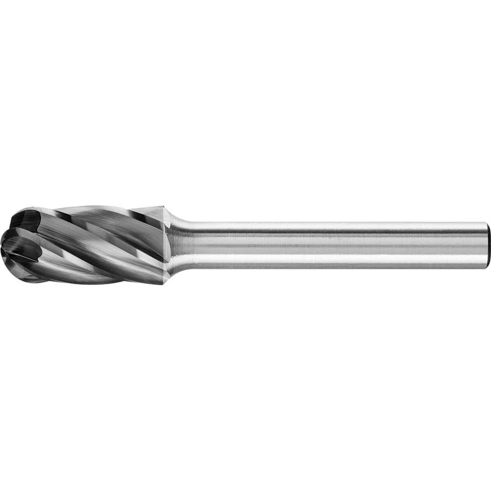 PFERD - SC-3, 3/8" Cut Diam, 1/4" Shank Diam, Carbide Aluma Cut End Cut Cylinder with Radius End Burr - Exact Tooling