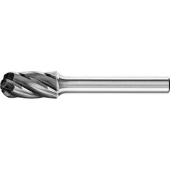 PFERD - SC-3, 3/8" Cut Diam, 1/4" Shank Diam, Carbide Aluma Cut End Cut Cylinder with Radius End Burr - Exact Tooling