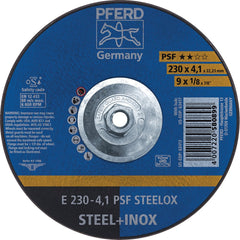 PFERD - Depressed-Center Wheels; Hole Thread Size: 5/8-11 ; Connector Type: Arbor ; Wheel Type Number: Type 27 ; Abrasive Material: Aluminum Oxide ; Maximum RPM: 6600.000 ; Bond Type: Resinoid - Exact Tooling