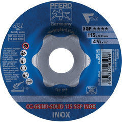 PFERD - Depressed-Center Wheels; Hole Size (Inch): 7/8 ; Connector Type: Arbor ; Wheel Type Number: Type 1 ; Abrasive Material: Steel ; Maximum RPM: 13300.000 ; Tool Compatibility: Angle Grinders - Exact Tooling