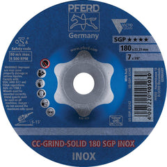 PFERD - Depressed-Center Wheels; Hole Size (Inch): 7/8 ; Connector Type: Arbor ; Wheel Type Number: Type 1 ; Abrasive Material: Ceramic Oxide; Aluminum Oxide ; Maximum RPM: 8500.000 ; Tool Compatibility: Angle Grinders - Exact Tooling