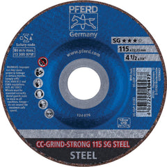 PFERD - Depressed-Center Wheels; Hole Size (Inch): 7/8 ; Connector Type: Arbor ; Wheel Type Number: Type 1 ; Abrasive Material: Steel ; Maximum RPM: 13300.000 ; Bond Type: Resinoid - Exact Tooling