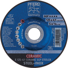 PFERD - Depressed-Center Wheels; Hole Size (Inch): 7/8 ; Connector Type: Arbor ; Wheel Type Number: Type 27 ; Abrasive Material: Ceramic Oxide ; Maximum RPM: 12200.000 ; Grit: 24 - Exact Tooling