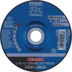 PFERD - Depressed-Center Wheels; Hole Size (Inch): 7/8 ; Connector Type: Arbor ; Wheel Type Number: Type 27 ; Abrasive Material: Ceramic Oxide ; Maximum RPM: 10200.000 ; Grit: 24 - Exact Tooling