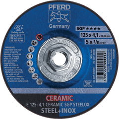 PFERD - Depressed-Center Wheels; Hole Thread Size: 5/8-11 ; Connector Type: Arbor ; Wheel Type Number: Type 27 ; Abrasive Material: Ceramic Oxide ; Maximum RPM: 12200.000 ; Grit: 24 - Exact Tooling