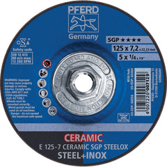 PFERD - Depressed-Center Wheels; Hole Thread Size: 5/8-11 ; Connector Type: Arbor ; Wheel Type Number: Type 27 ; Abrasive Material: Ceramic Oxide ; Maximum RPM: 12200.000 ; Grit: 24 - Exact Tooling