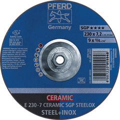 PFERD - Depressed-Center Wheels; Hole Thread Size: 5/8-11 ; Connector Type: Arbor ; Wheel Type Number: Type 27 ; Abrasive Material: Ceramic Oxide ; Maximum RPM: 6600.000 ; Grit: 24 - Exact Tooling