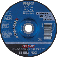 PFERD - Depressed-Center Wheels; Hole Size (Inch): 7/8 ; Connector Type: Arbor ; Wheel Type Number: Type 27 ; Abrasive Material: Ceramic Oxide ; Maximum RPM: 8500.000 ; Grit: 24 - Exact Tooling