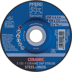 PFERD - Depressed-Center Wheels; Hole Size (Inch): 7/8 ; Connector Type: Arbor ; Wheel Type Number: Type 27 ; Abrasive Material: Ceramic Oxide ; Maximum RPM: 12200.000 ; Grit: 24 - Exact Tooling