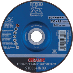 PFERD - Depressed-Center Wheels; Hole Size (Inch): 7/8 ; Connector Type: Arbor ; Wheel Type Number: Type 27 ; Abrasive Material: Ceramic Oxide ; Maximum RPM: 10200.000 ; Grit: 24 - Exact Tooling