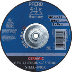 PFERD - Depressed-Center Wheels; Hole Thread Size: 5/8-11 ; Connector Type: Arbor ; Wheel Type Number: Type 27 ; Abrasive Material: Ceramic Oxide ; Maximum RPM: 6600.000 ; Grit: 24 - Exact Tooling
