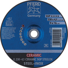 PFERD - Depressed-Center Wheels; Hole Size (Inch): 7/8 ; Connector Type: Arbor ; Wheel Type Number: Type 27 ; Abrasive Material: Ceramic Oxide ; Maximum RPM: 6600.000 ; Grit: 24 - Exact Tooling