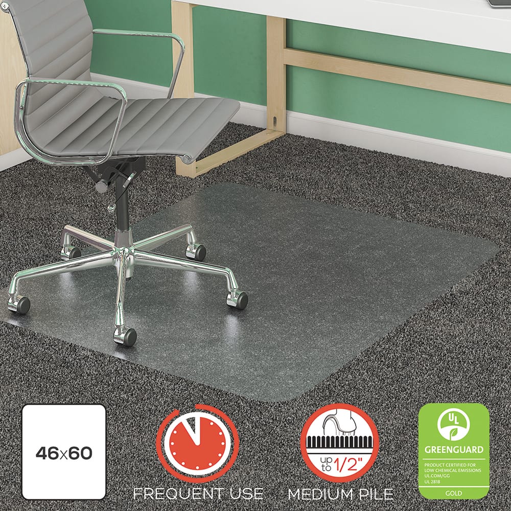 Deflect-o - Chair Mats; Style: Straight Edge ; Shape: Rectangular ; Width (Inch): 46 ; Length (Inch): 60 ; Lip Cutout Size: No Lip (Inch) - Exact Tooling