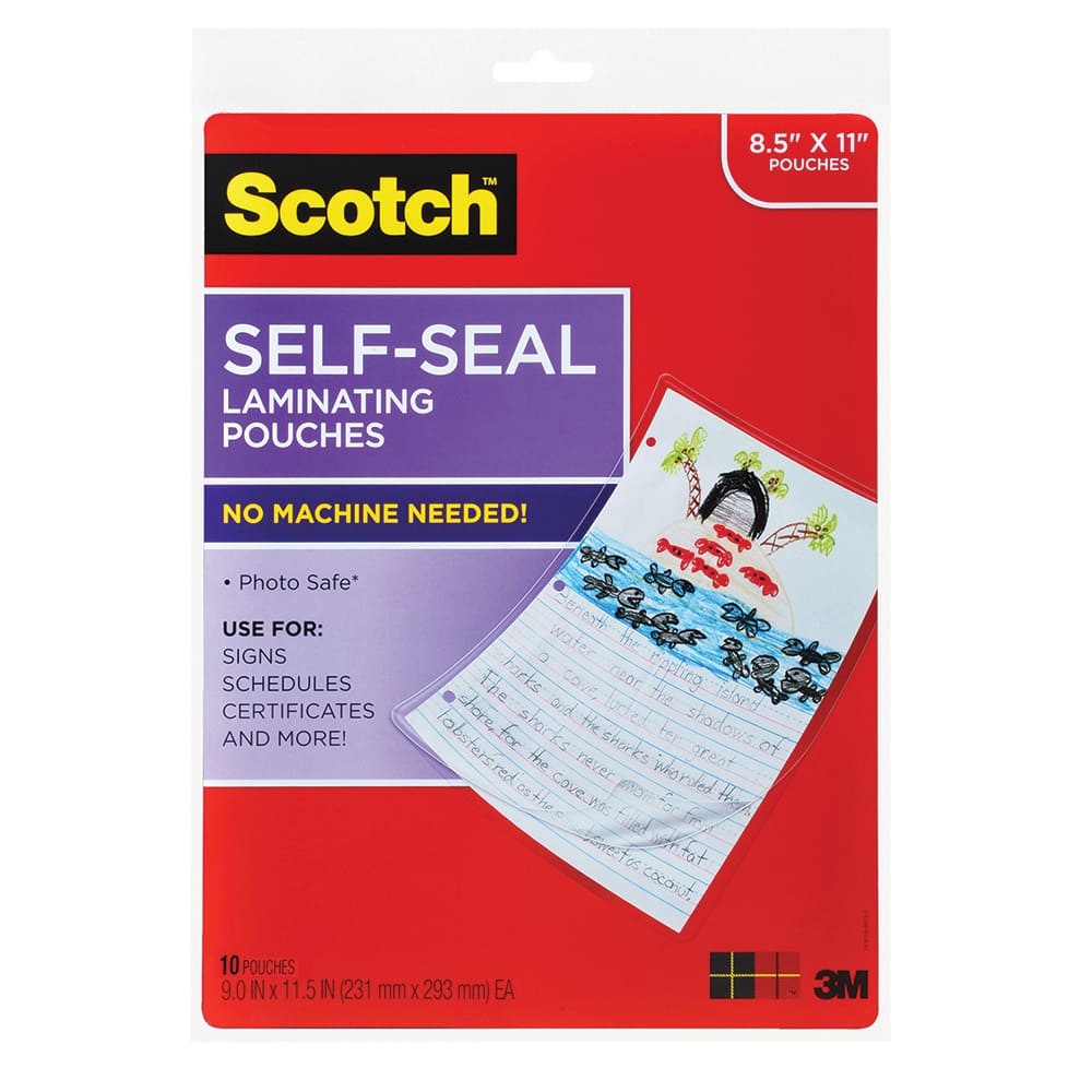 3M - Plastic Pouches; Height (Inch): 11-1/2 ; Width (Inch): 9 ; Type: Laminating Pouch ; Number of Pieces: 10.000 - Exact Tooling