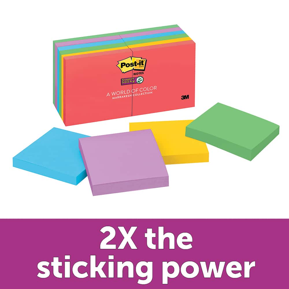 3M - Note Pads, Writing Pads & Notebooks; Writing Pads & Notebook Type: Desk Pad ; Size: 3" x 3" ; Number of Sheets: 90 ; Color: Multi-Color - Exact Tooling