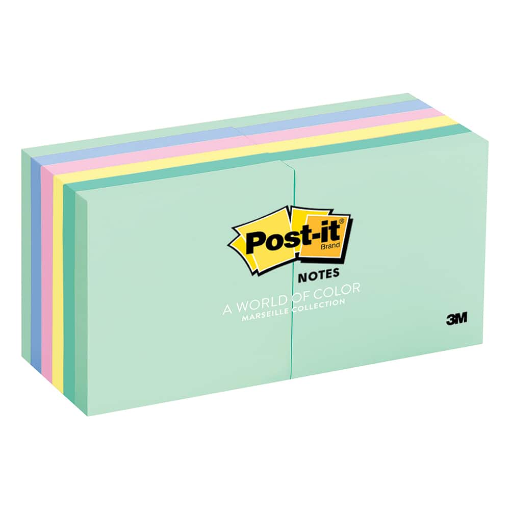 3M - Note Pads, Writing Pads & Notebooks; Writing Pads & Notebook Type: Desk Pad ; Size: 3" x 3" ; Number of Sheets: 100 ; Color: Multi-Color - Exact Tooling
