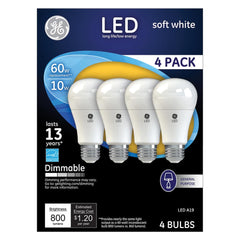 General Electric - Lamps & Light Bulbs; Lamp Technology: LED ; Lamps Style: Residential/Office ; Lamp Type: A19 ; Wattage Equivalent Range: 60-74 ; Actual Wattage: 10.00 ; Base Style: Medium Screw - Exact Tooling
