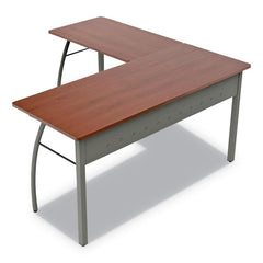 Linea Italia - Office Desks; Type: L-Shaped ; Center Draw: No ; Color: Cherry ; Material: Steel Base, Woodgrain Laminate Worksurface ; Width (Inch): 59-1/8 ; Depth (Inch): 59-1/8 - Exact Tooling