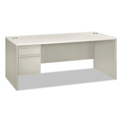 Hon - Office Desks; Type: Single Pedestal w/Left Hand Return ; Center Draw: No ; Color: Silver Mesh; Light Gray ; Material: Steel Base; Laminate Worksurface ; Width (Inch): 72 ; Depth (Inch): 36 - Exact Tooling