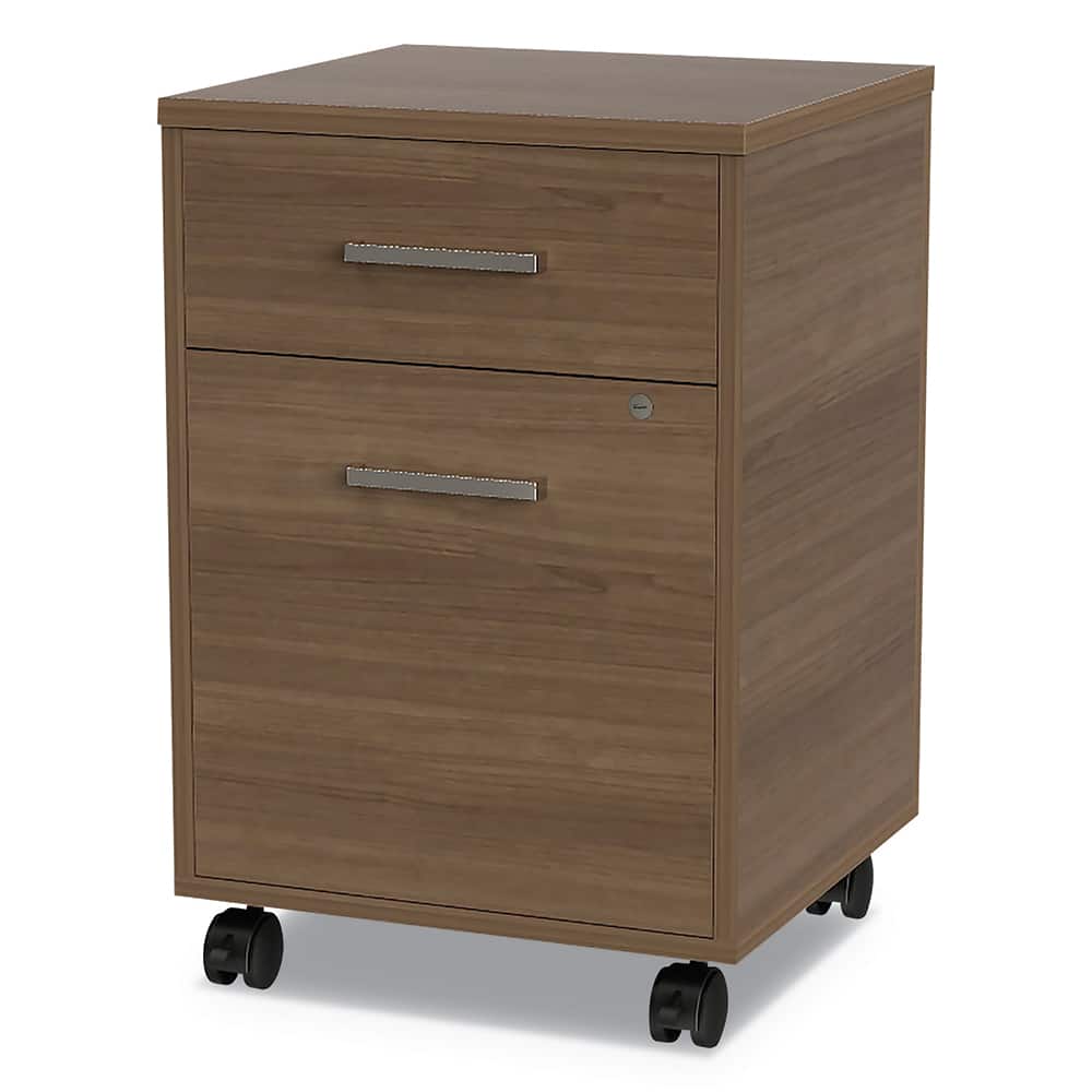 Linea Italia - 2 Drawer Natural Walnut Laminate & Steel Mobile Pedestal File Cabinet - Exact Tooling