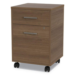 Linea Italia - 2 Drawer Natural Walnut Laminate & Steel Mobile Pedestal File Cabinet - Exact Tooling