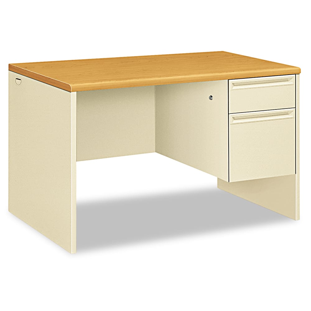Hon - Office Desks; Type: Right Pedestal ; Center Draw: No ; Color: Harvest; Putty ; Material: Steel Base; High-Pressure Laminate Worksurface ; Width (Inch): 48 ; Depth (Inch): 30 - Exact Tooling