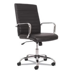 Basyx - Swivel & Adjustable Office Chairs; Type: Executive Mid Back ; Color: Black/Aluminum ; Seat Material: Leather ; Height Range (Inch): 38 - Exact Tooling