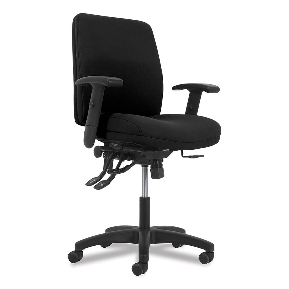 Basyx - Swivel & Adjustable Office Chairs; Type: Mid-Back Chair ; Color: Black ; Seat Material: Fabric ; Height Range (Inch): 47 ; Depth (Inch): 25-1/4 ; Width (Inch): 26-37/64 - Exact Tooling