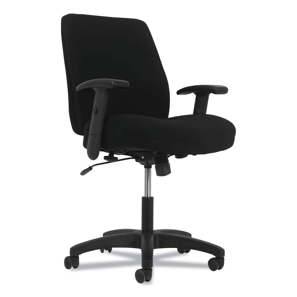 Basyx - Swivel & Adjustable Office Chairs; Type: Mid-Back Chair ; Color: Black ; Seat Material: Fabric ; Height Range (Inch): 44 ; Depth (Inch): 25-1/4 ; Width (Inch): 25-63/64 - Exact Tooling