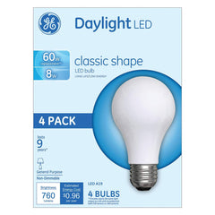 General Electric - Lamps & Light Bulbs; Lamp Technology: LED ; Lamps Style: Residential/Office ; Lamp Type: A19 ; Wattage Equivalent Range: 60-74 ; Actual Wattage: 8.00 ; Base Style: Medium Screw - Exact Tooling