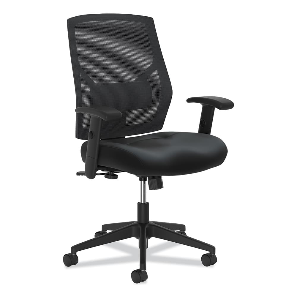 Basyx - Swivel & Adjustable Office Chairs; Type: High Back Chair ; Color: Black ; Seat Material: Fabric ; Height Range (Inch): 39 - Exact Tooling