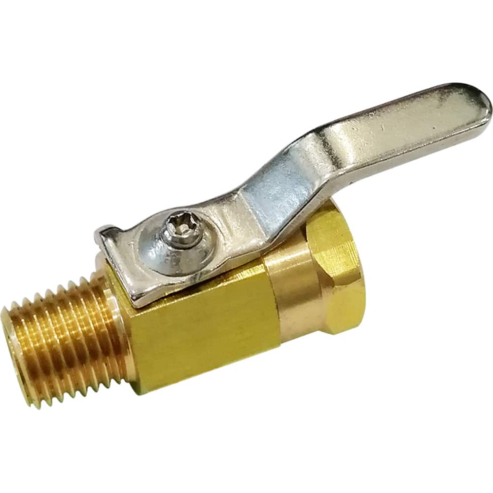 Miniature Manual Ball Valve: 1/4″ Pipe, Full Port, Brass 2-Way Flow & In-Line, MNPT x FNPT, 500 psi WOG