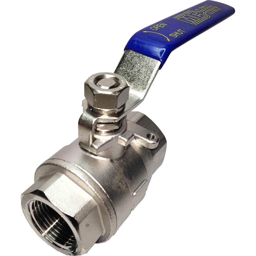 Standard Manual Ball Valve: 1″ Pipe, Full Port, Stainless Steel 2-Way Flow & In-Line, Female NPT, 2,000 psi WOG