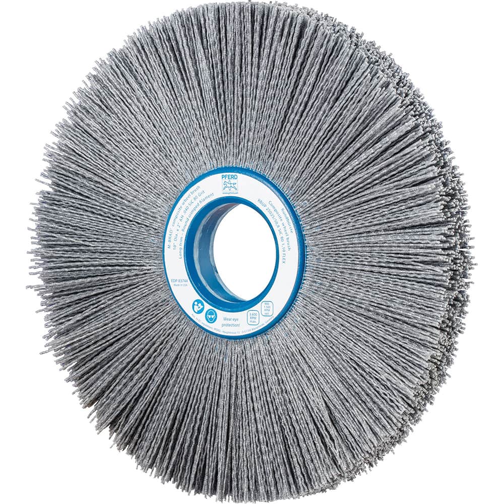 PFERD - Wheel Brushes; Outside Diameter (Inch): 10 ; Wire Type: Crimped; Round ; Fill Material: Nylon; Silicon Carbide ; Trim Length (Inch): 2-3/4 ; Filament Wire Diameter Range: 0.0300 & Above ; Maximum RPM: 3600.000 - Exact Tooling