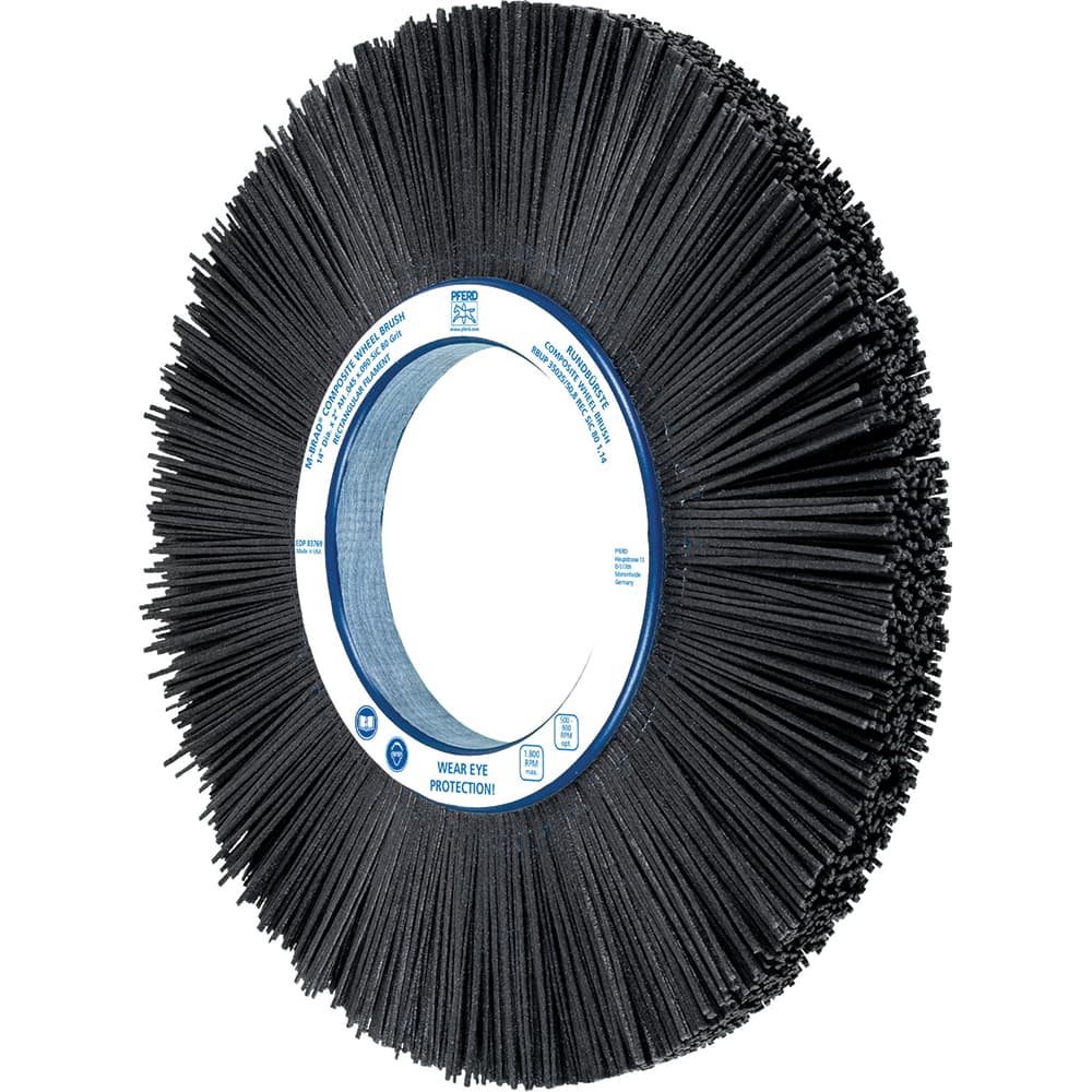 PFERD - Wheel Brushes; Outside Diameter (Inch): 14 ; Wire Type: Rectangular ; Fill Material: Nylon; Silicon Carbide ; Trim Length (Inch): 3-1/2 ; Filament Wire Diameter Range: 0.0300 & Above ; Maximum RPM: 1800.000 - Exact Tooling