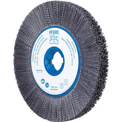 PFERD - Wheel Brushes; Outside Diameter (Inch): 12 ; Wire Type: Crimped; Round ; Fill Material: Nylon; Ceramic ; Trim Length (Inch): 2-3/8 ; Filament Wire Diameter Range: 0.0300 & Above ; Maximum RPM: 1800.000 - Exact Tooling