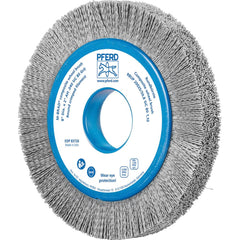 PFERD - Wheel Brushes; Outside Diameter (Inch): 8 ; Wire Type: Crimped; Round ; Fill Material: Nylon; Silicon Carbide ; Trim Length (Inch): 1-1/4 ; Filament Wire Diameter Range: 0.0300 & Above ; Maximum RPM: 3600.000 - Exact Tooling