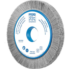 PFERD - Wheel Brushes; Outside Diameter (Inch): 10 ; Wire Type: Crimped; Round ; Fill Material: Nylon; Silicon Carbide ; Trim Length (Inch): 1-1/2 ; Filament Wire Diameter Range: 0.0300 & Above ; Maximum RPM: 3600.000 - Exact Tooling