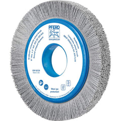 PFERD - Wheel Brushes; Outside Diameter (Inch): 8 ; Wire Type: Crimped; Round ; Fill Material: Nylon; Silicon Carbide ; Trim Length (Inch): 1-1/4 ; Filament Wire Diameter Range: 0.0200-0.0299 ; Maximum RPM: 3600.000 - Exact Tooling