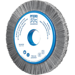 PFERD - Wheel Brushes; Outside Diameter (Inch): 10 ; Wire Type: Rectangular ; Fill Material: Nylon; Silicon Carbide ; Trim Length (Inch): 1-1/2 ; Filament Wire Diameter Range: 0.0300 & Above ; Maximum RPM: 3600.000 - Exact Tooling
