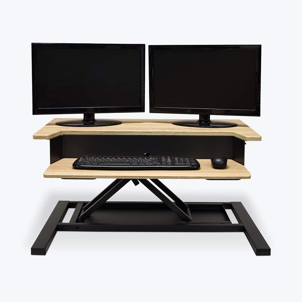 Luxor - Office Desks; Type: Sit/Stand Workstation ; Center Draw: No ; Color: White Oak ; Material: Steel; Powder Coat; MDF ; Width (Inch): 32 ; Depth (Inch): 23-1/2 - Exact Tooling