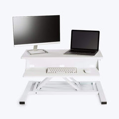 Luxor - Office Desks; Type: Sit/Stand Workstation ; Center Draw: No ; Color: White ; Material: Steel; Powder Coat; MDF ; Width (Inch): 32 ; Depth (Inch): 23-1/2 - Exact Tooling