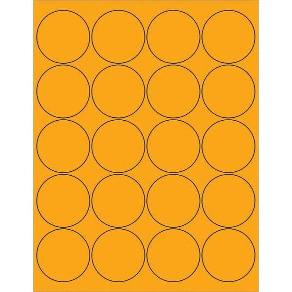 Tape Logic - Pack of (20), 100 Sheet 2" x 2" Fluorescent Orange Permanent Acrylic Laser Labels - Exact Tooling