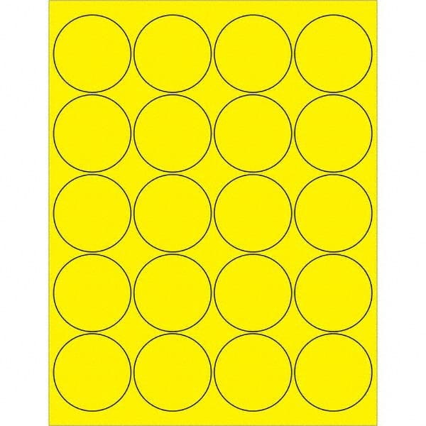 Tape Logic - Pack of (20), 100 Sheet 2" x 2" Fluorescent Yellow Permanent Acrylic Laser Labels - Exact Tooling