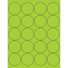 Tape Logic - Pack of (20), 100 Sheet 2" x 2" Fluorescent Green Permanent Acrylic Laser Labels - Exact Tooling