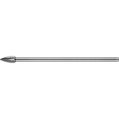 PFERD - SG-3L6, 3/8" Cut Diam, 1/4" Shank Diam, Carbide Double Cut Tree with Pointed End Burr - Exact Tooling